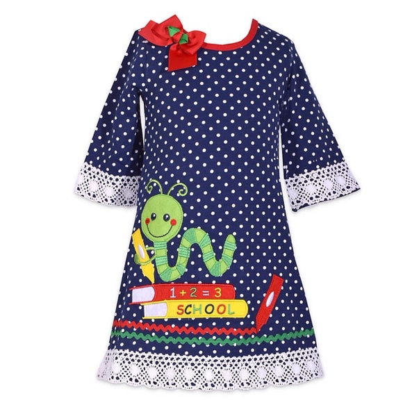 Bonnie Jean Other - NWT Bonnie Jean Bookworm Polka Dot Navy Dress